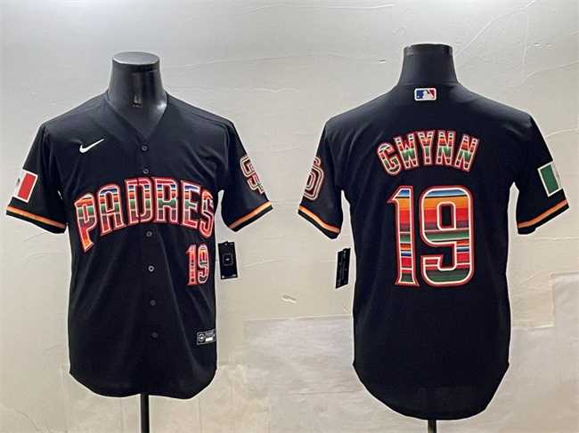 Mens San Diego Padres #19 Tony Gwynn Black Mexico Cool Base Stitched Jersey->san diego padres->MLB Jersey